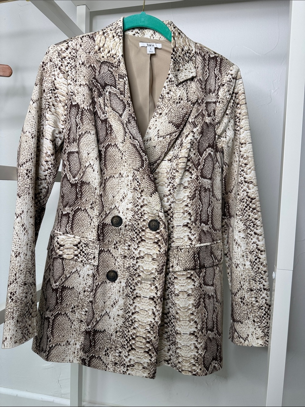 Bar III Snakeskin Print Double-Breasted Blazer Size Small NWOT